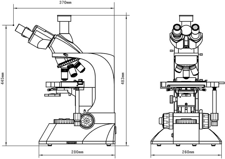 Dimensions of LP-32 Biological Microscope