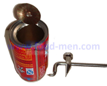 Sanitary Cans Openers 4: When cutting, turn the can or turn the can opener and cut a circle, leave about 10mm metal.