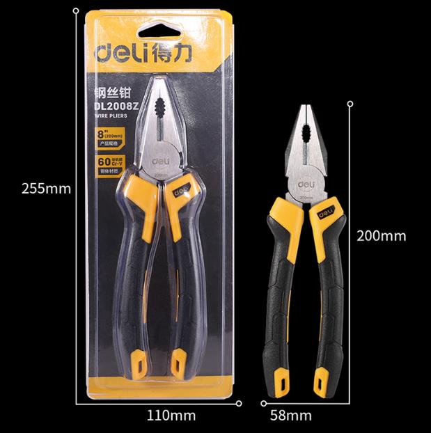 Dimensional drawing of DL2008Z combination plier for 2 or 3-piece can inspection